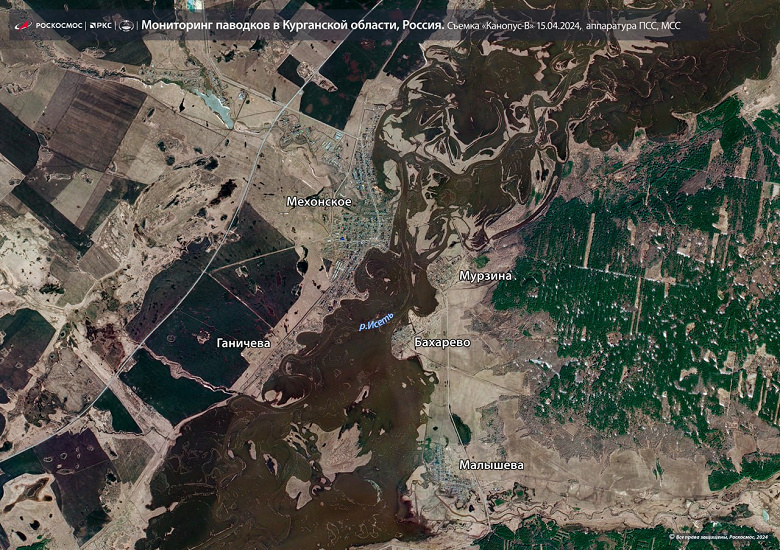 Роскосмос следит за паводками и наводнениями во все спутники: опубликованы снимки Тюменской, Оренбургской и Курганской областей